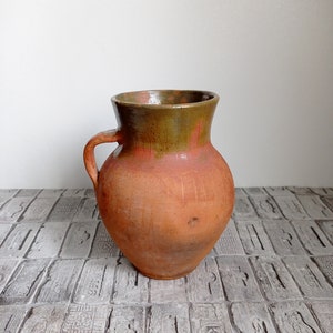 Vintage Red Clay Pot: Rustic Wabi Sabi Vase, 1950s Decor