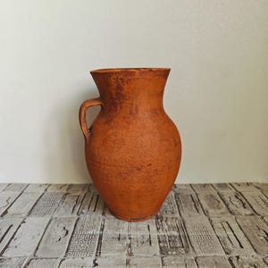 Jarrón de arcilla antiguo, Olla de barro vintage, Jarrón rústico, Recipiente Wabi Sabi, Decoración rústica, Recipiente antiguo