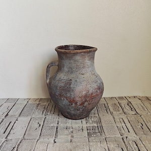 Vintage clay vase, Rustic vase, Old clay pot, Wabi Sabi, Rustic decor, Antique clay vase, Primitive clay pot, Old clay vessel