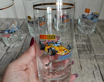 ヴィンテージF1レーシングカーグラス、6個セット、80年代ボヘミア