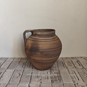 Jarrón de arcilla vintage: vasija rústica wabi sabi, decoración de los años 50