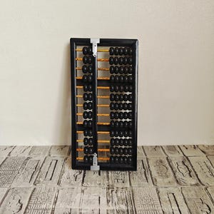 Vintage wooden abacus, Small vintage Chinese abacus, Suanpan, Lotus - Flower Brand, Rustic decor, Vintage decor for shops, banks, offices