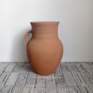 Vintage Red Clay Vase: Rustic Wabi Sabi Pottery