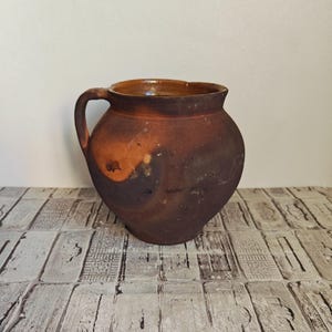 Vintage clay vase, Old clay pot, Wabi Sabi vessel, Rustic vase, Antique vessel