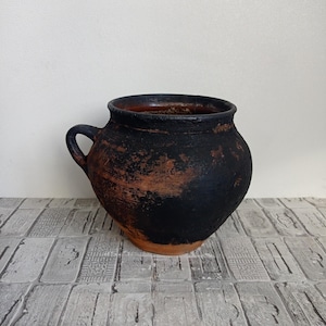 Maceta de barro rojo vintage: Jarrón rústico wabi sabi, decoración de los años 50