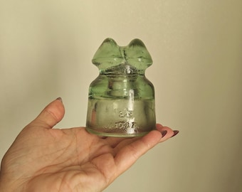 Vintage Light Green Glass Insulator: USSR Collectible Decor (1987-1988)