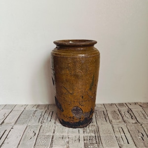 Vasija Wabi Sabi, Jarrón rústico, Jarrón de arcilla vintage, Olla de barro antigua, Vasija antigua