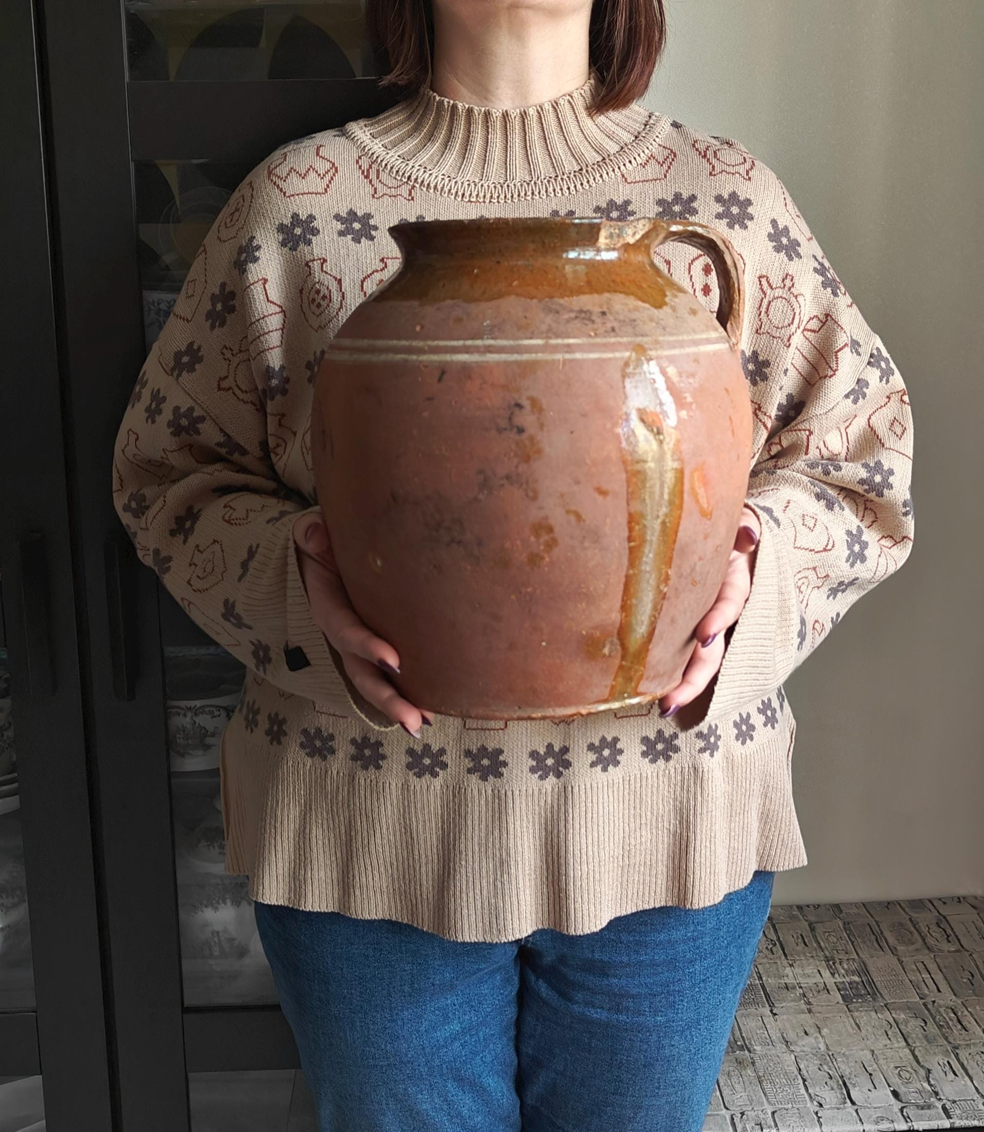 Old clay pot, Rustic vase, Vintage clay pot, Wabi Sabi vessel, Rustic decor, Old terracotta vase