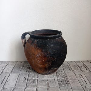 Maceta de barro rojo vintage: Jarrón rústico wabi sabi, decoración de los años 60 y 70