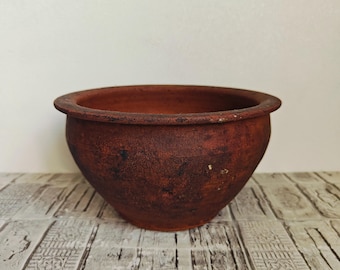 Vintage Tontopf, alte Tonschale, Wabi Sabi, Rustikale Tonschale, Primitiver Tontopf, Antikes Gefäß