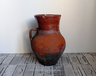Old clay pot, Antique clay vessel, Wabi Sabi vessel, Rustic vase, Vintage clay vase, Primitive pot