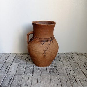 Vintage Red Clay Vase: Rustic Wabi Sabi Pottery, 9.05&quot;