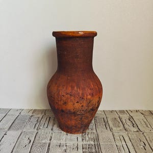 Old rustic vase, Vintage clay pot, Wabi Sabi style, Rustic decor, Antique vessel