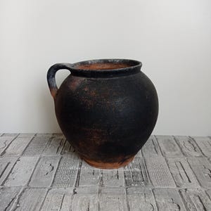 Rustic Red Clay Vase: Wabi Sabi Primitive Pottery, 1950s-60s