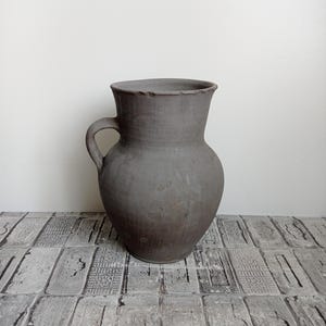 Antique clay vase, Vintage gray clay vase, Rustic vase, Old clay pot, Wabi Sabi, Rustic decor, Primitive clay pot, Old vessel