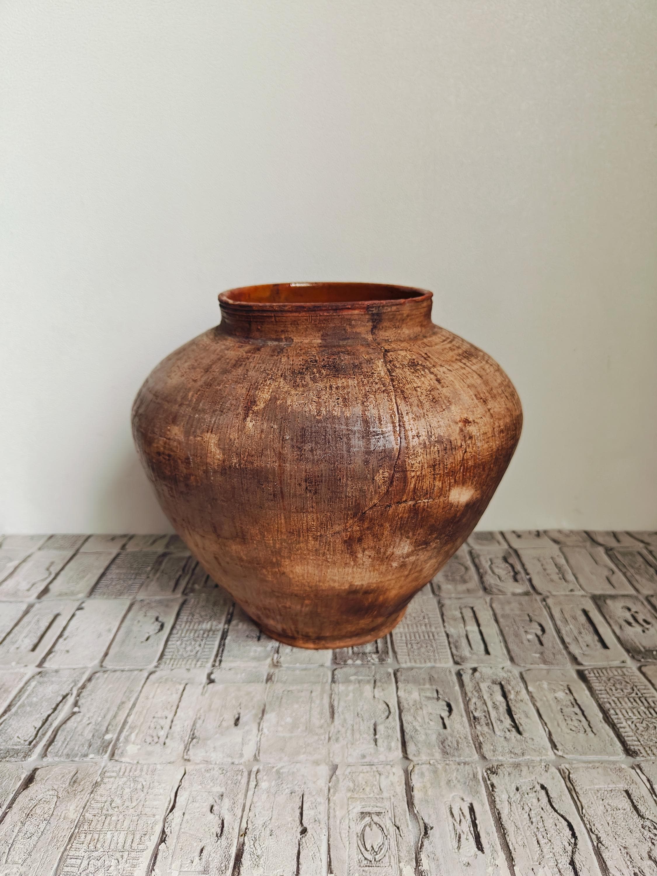 歪みの美しい土物花器｜侘び寂び｜一点物｜生け花・オブジェ 陶器 歪み