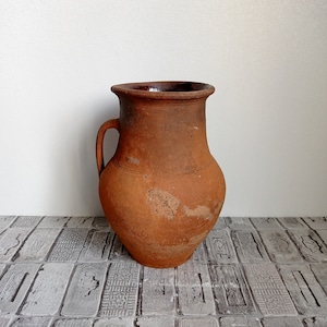 Vintage Red Clay Vase: Rustic Wabi Sabi Decor, 1950s Jug