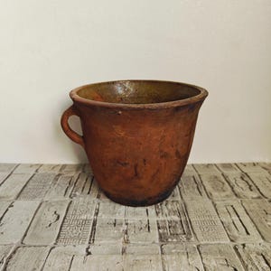 Vintage Rustic Clay Pot: Wabi Sabi Vase, Primitive Decor