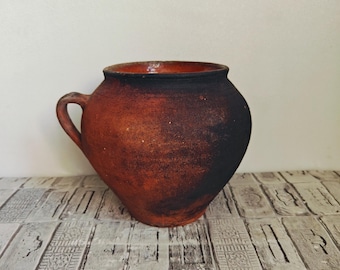 Vaso de barro vintage: vaso rústico Wabi Sabi, vaso antigo