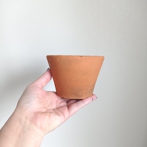 Vintage terracotta clay pot for plants, Old clay planter, Pot with a hole, Wabi Sabi pottery, Rustic decor, Old clay vessel