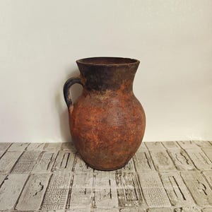 Maceta de barro vintage: Jarrón rústico wabi sabi, vasija antigua