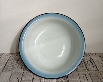 Vintage Blue Enamel Bowl, USSR Rustic Kitchen Decor