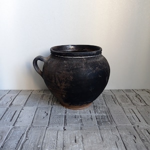 Vintage Rustic Clay Pot: Wabi Sabi Folk Vase, 1950s Decor