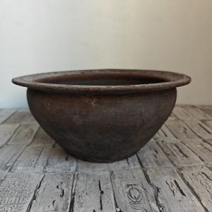 Old clay vessel, Wabi Sabi pottery, Vintage clay pot, Rustic planter, Old clay planter, Primitive pot