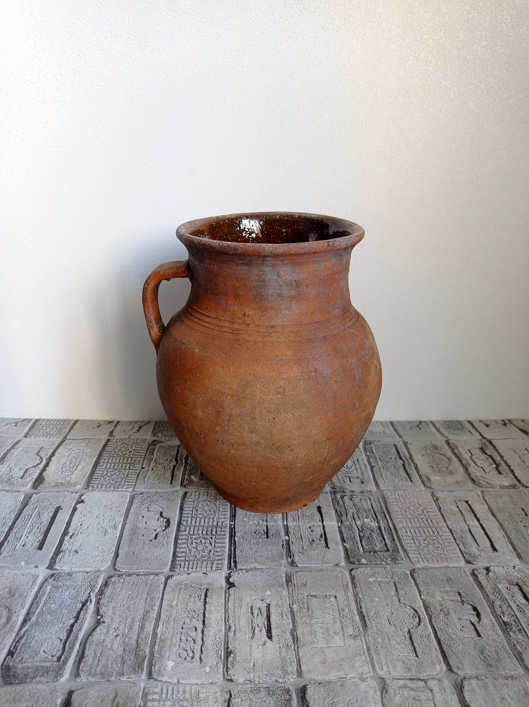 Vintage Red Clay Pot Rustic Vessel Old Clay Vase Wabi Sabi Etsy