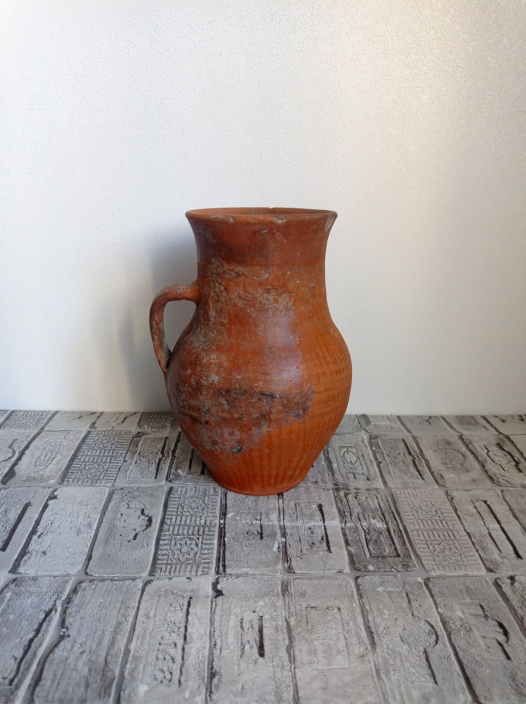 Vintage Clay Vase Small Rustic Vase Old Clay Vessel Old Etsy