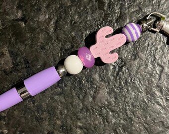 Keychain Pen, Badge Reel Clip, Cactus Charm