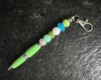 Beaded Pen Keychain - Clip On, Twist Pen