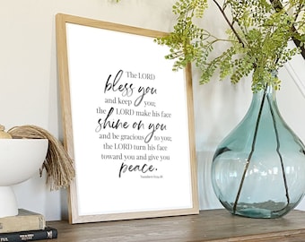 Bible Verse Printable, Numbers 6:24-26, The Lord Bless You, Bible Verse Wall Art, Scripture Printable, Printable Art