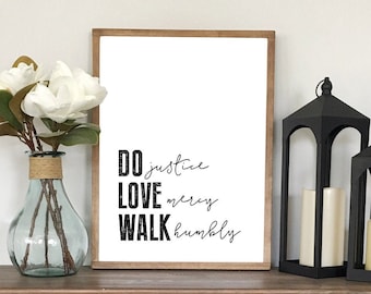 Do Justice Love Mercy Walk Humbly, Bible Verse Printable, Bible Verse Wall Art, Scripture Printable, Printable Art