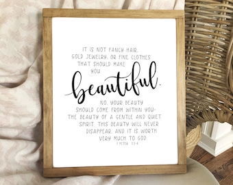 1 Peter 3:3-4, Bible Verse Printable, Bible Verse Wall Art, Scripture Printable, Printable Art