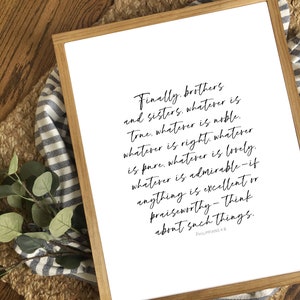 Philippians 4:8, NIV, Bible Verse Printable, Whatever is True, Think about such things, Bible Verse, Scripture Printable, Printable Art