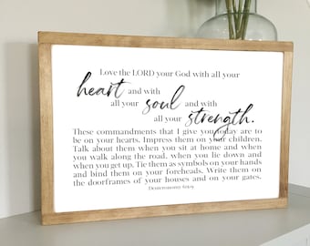Bible Verse Printable, Deuteronomy 6:5-9 NIV, Shema, Love The Lord Your God, Bible Verse Wall Art, Scripture Printable, Printable Art