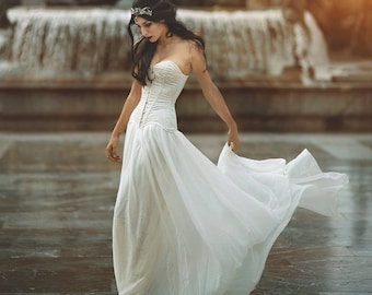 Enchanting Ethereal Wedding Dress | Corseted Faerie Bridal Gown with Whimsical Charm