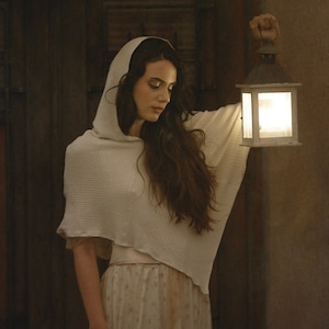 Fairytale Inspired Buttercup Shawl with Hood - Handcrafted Renfaire Garb Accessory