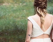 Bohemian hippy wedding dress, Beach wedding gown, Crepe and lace skirt, Boho chic crop top, Romantic wedding long skirt, Natural wedding