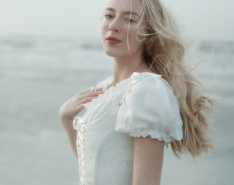 Romantic White Puff Sleeve Blouse – Vintage-Inspired Elegant Top