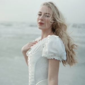 Romantische weiße Puffärmelbluse - Vintage-inspiriertes elegantes Top