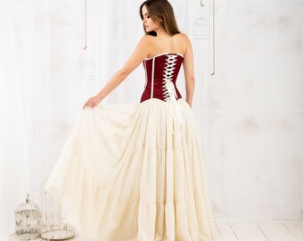 Mittelalterliches Korsett Kleid Renaissance Rock Set Boho Cosplay Outfit Frauen Fantasy Kostüm Handmade Vintage Inspiriert Kleidung Märchen Braut