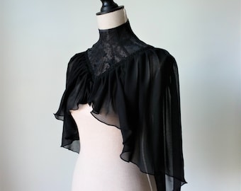 Stehkragen Umhang, Gothic Cape, Gothic Hochzeitscape, Halskorsett Cape, Hexen Requisite Kostüm, Schwarzes viktorianisches Cape, Trauer Cape, Dark Queen