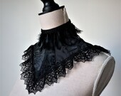 Victorian black brocade neck corset, Feathers collar, Romantic goth collar, Black corset collar, Vampire collar, Steampunk, Elegant lolita