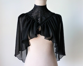 Capa negra de cuello alto, capa negra de boda, disfraz de vampiro, capa corta de bruja, capa gótica, capa de corsé, disfraz de cosplay gótico