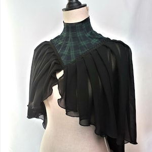 Victorian plaid neck cape for edwardian costume, High neck victorian ball cloak, Corseted cape for historical costume party, 1890 cape plaid