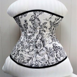 Victorian Toile du Jouy Underbust Corset - Renaissance Fashion Statement