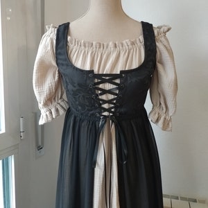 Renaissance Chemise Dress, Off Shoulder Cottage Core Dress, Short Sleeve Victorian Undergarment, Cotton Dress for Renfair Costume Pirate