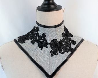 Stunning Vampire Masquerade Embroidered Gothic Neck Corset Collar for a Dark and Elegant Look